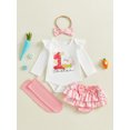 thumbnail image 3 of BemeyourBBs Newborn Baby Girl Easter Outfits Easter Bunny Long Sleeve Romper Rabbit Ruffle Skort Shorts Skirt Headband Socks Set Spring Summer Clothes, 3 of 9