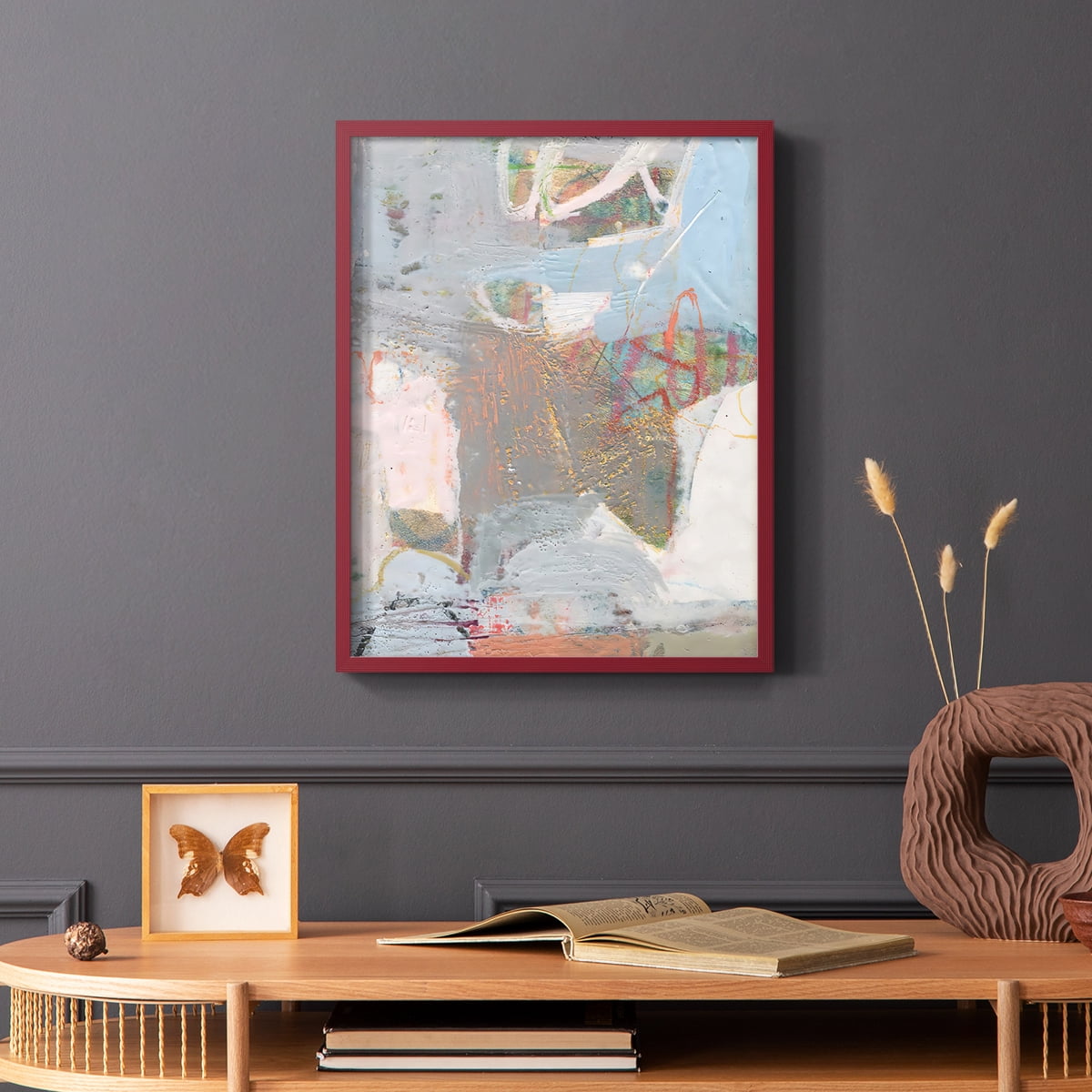 Minim II in Red Solid Wood 8 x 10 Framed Print