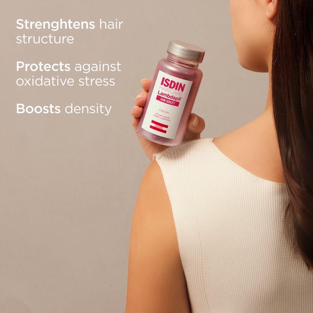 ISDIN Lambdapil Hair Density Capsules: Hair Thickening Vitamin Capsules for thinning hair, 60 Capsules.