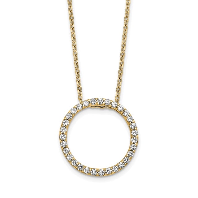 Diamond2Deal Collier Cercle en Or Jaune 14K 1.5 mm pour Femmes 18 Pouces