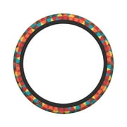 XMXY Car Steering Wheel Cover, Retro Triangles Mesh Non-Slip Jeep Truck Universal Elastic Steering Wheel Protector 15 inch