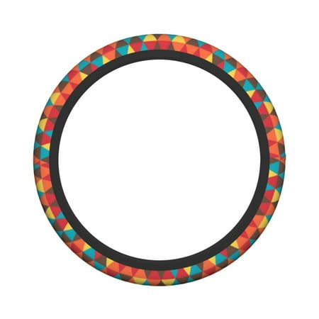 XMXY Car Steering Wheel Cover, Retro Triangles Mesh Non-Slip Jeep Truck Universal Elastic Steering Wheel Protector 15 inch