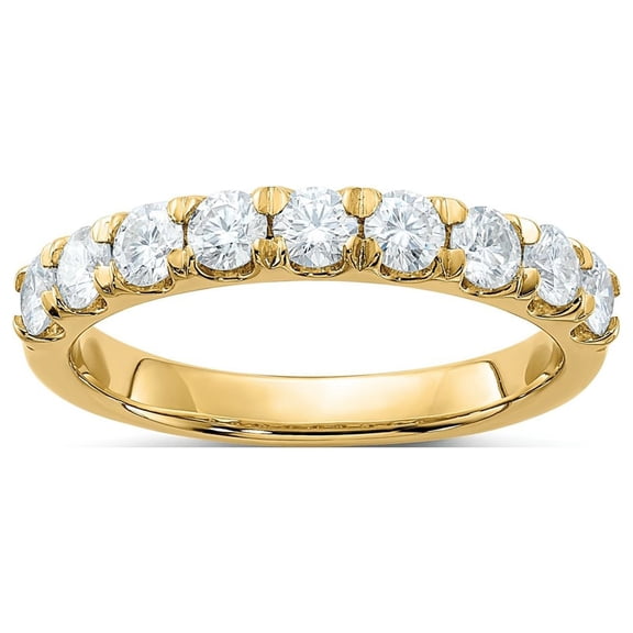 FJC Finejewelers 14 kt Yellow Gold 9 Stone D E F Pure Light Moissanite Band 3 mm