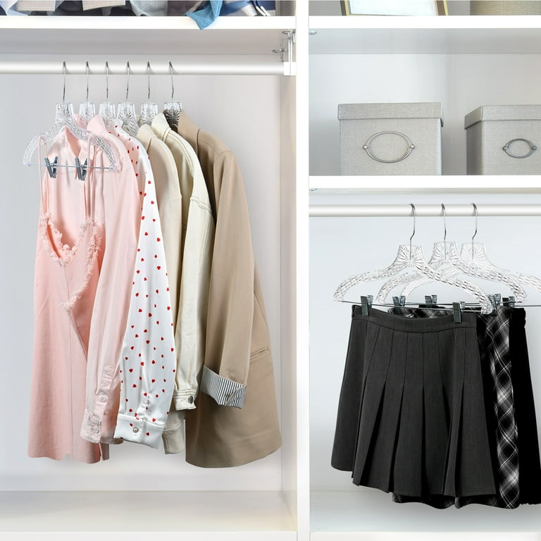 white christmas dresses Perfecasa Crystal Clear Plastic Hangers 20 Pack, Clothe Hangers, Shirt Hangers with Open Notches, Dress Hangers, Non Slip Coat Hangers, Heavy Duty