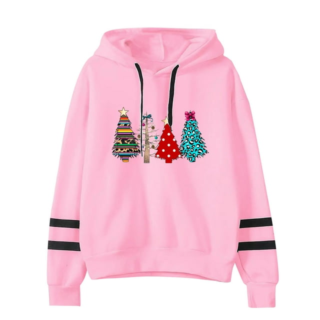 Chandails à Capuchon de Noël pour Femmes en Liquidation Décontractés Unis Chandail à Capuchon de Noël à Manches Longues Hauts