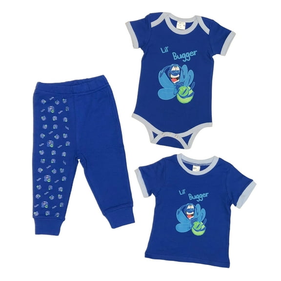 Lil' Bugger Glow Bug - Baby Boy 2-Piece Clothing Set | Onesie Bodysuit or T-shirt with matching Sweatpants | Short Sleeve | Cotton | Baby Shower Gift | 0-36 months