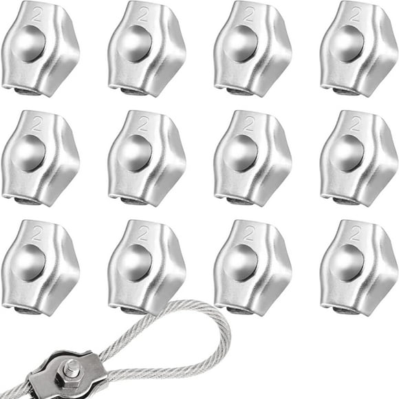 12pcs M2 Cable Tie Simplex Cable Tie, 2mm Clamp, 304 Stainless Steel Cable Tie Clips, Wire Rope Hanging Sun Sails Patio Fixed