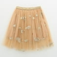 thumbnail image 4 of WhouRiu Toddler Girl's Skirt Feather Embroidery Sequin Ballet Dance Skirt Children Knee-Length Tulle Festive Party Skirts Beige,Sized 2-3, 4 of 4
