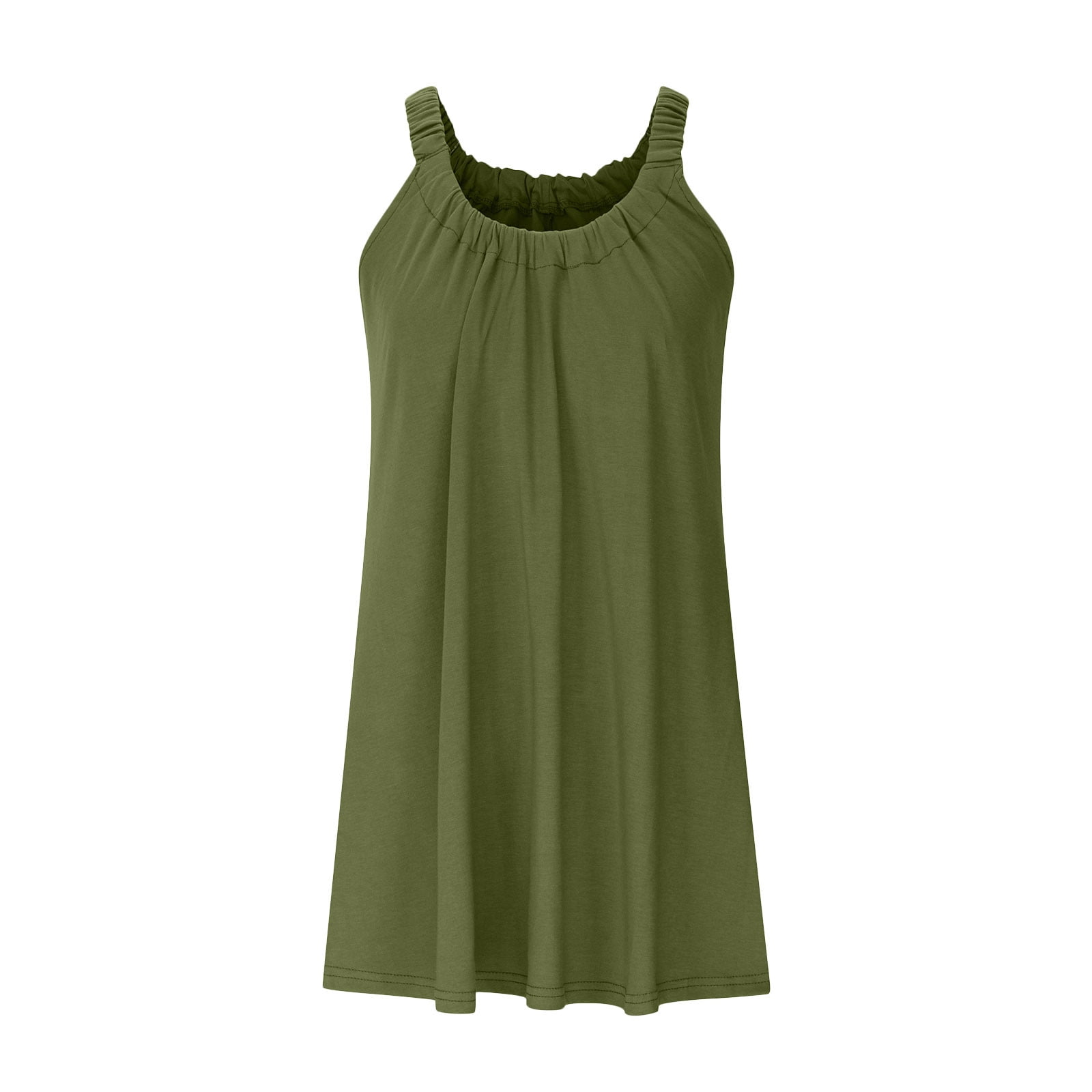 ZVAVZ Hawaiian Summer Dresses for Women 2025 Casual Plain Color Dress Petite Sleeveless Sundress Cute O-Neck Sundresses