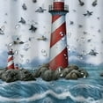 thumbnail image 5 of Orinice  Lighthouse Shower Curtain Set with Non-Slip Rug Toilet Lid Cover and Bath Mat Nautical Sailboat Bathroom Curtain Seascape Fabric Bathtub Decor 60x72, 5 of 7