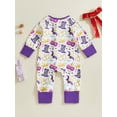 thumbnail image 5 of YASUTNKS Baby Carnival Romper Hat Crown Print Long Sleeve Round Neck Zip Up Jumpsuit for Boys and Girls, 5 of 9