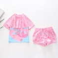 thumbnail image 2 of ZXLBBD Girls' Swimwear 2 Piece Cute Ruffles Short Sleeve Sporty Rash Guard for Kids Youth Swim Suits Lightweight Summer Beachwear, 2 of 4