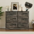 thumbnail image 3 of Vabches 6 Drawers Dresser with Charging Station for Bedroom, Wood Chest of Drawers,Dark Brown, 3 of 14