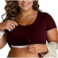 thumbnail image 2 of TAGOLD Womens V-Neck Camisoles Plus Size Padded Wireless Crew Neck Short Sleeve Loungewear Cami Tank Top, 2 of 4