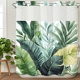 thumbnail image 3 of Tropical Plants No Hook Shower Curtain Waterproof, Bathroom Curtains with Snap in Liners and See Through Top Window, Country Summer Green Palm Leaves Hotel Style Bathtub Curtains Shower 66"Wx72"L, 3 of 8