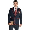Party City Prepster Guy Halloween Costume Kit for Men, Navy Blue and Red, Standard Size, Includes Blazer and Tie