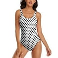 thumbnail image 4 of Polka Dots Swimsuit Classic Black and White OnePiece Swimwear Push Up Bodysuit Trend Fitness Bathing Suits, 4 of 5