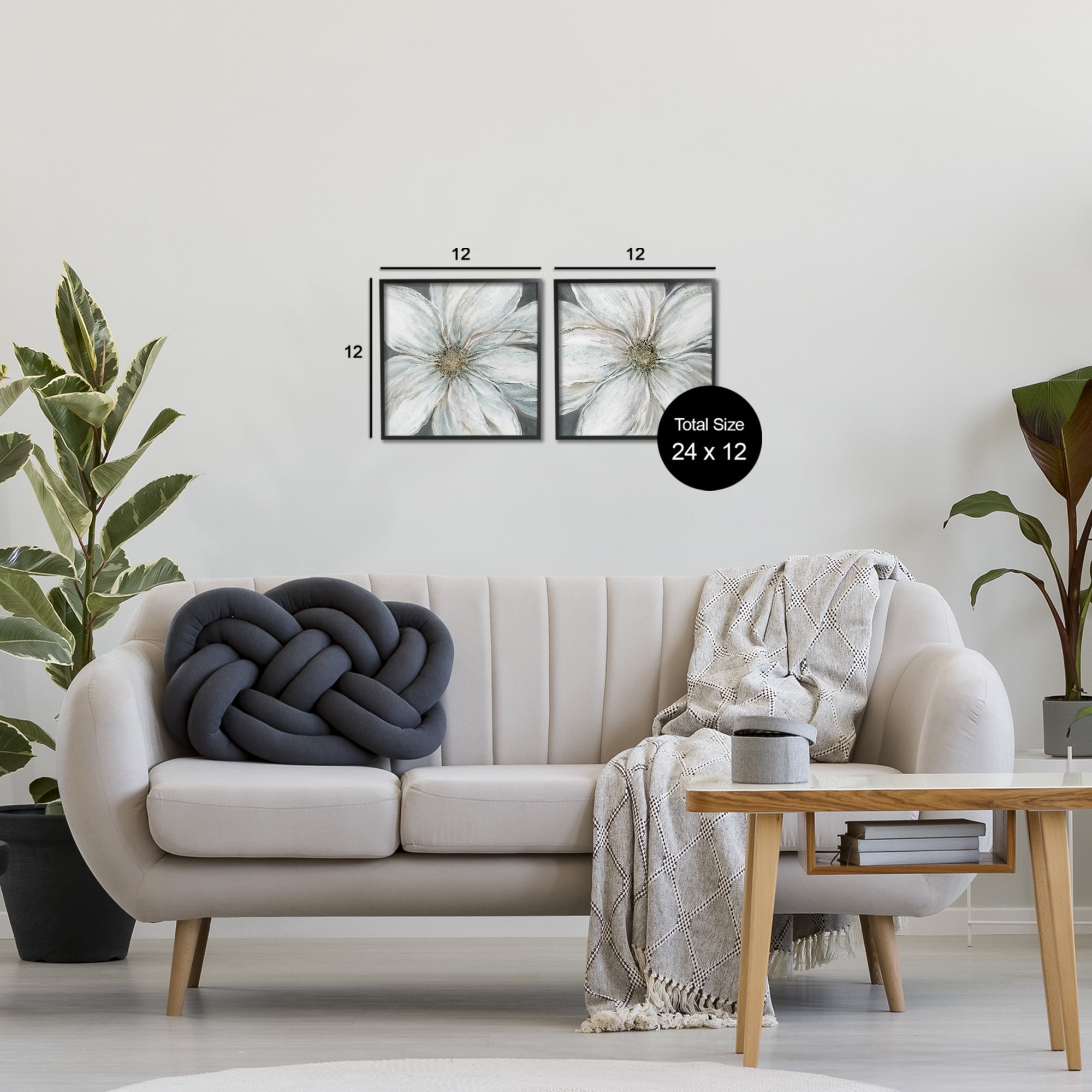 Stupell Industries Soft White Blossoms Closeup 2 Piece Black Framed Giclee Art Set, design by Carol Robinson