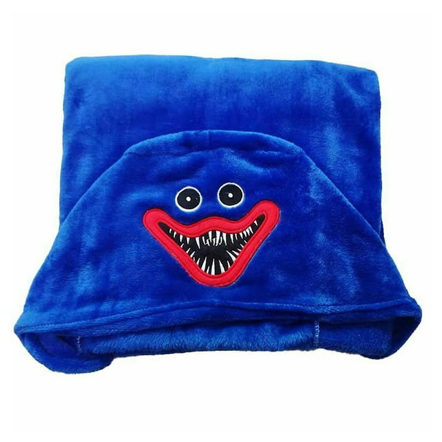 Poppy Playtime Huggy Wuggy Hooded Plush Blanket Cape Home Comfy Nightwear Sleeping Camping Rugs