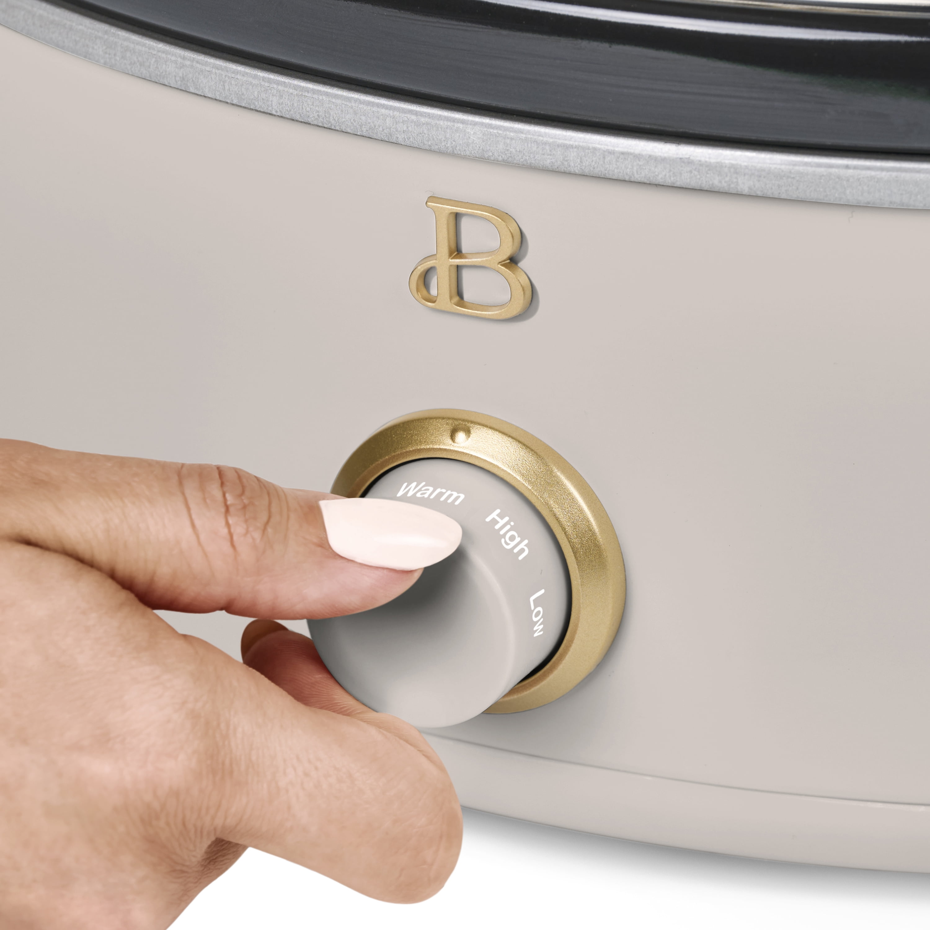 Beautiful 2.5 Qt Dip and Serve Manual Slow Cooker, Porcini Taupe by Drew Barrymore