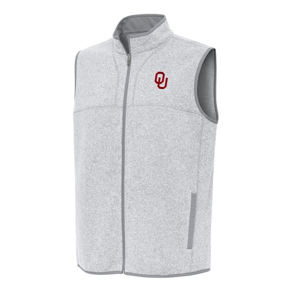 Men's Antigua Heather Gray Oklahoma Sooners Fortune Full-Zip Vest