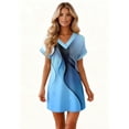 thumbnail image 6 of Women's Floral Print V-Neck Short Sleeve Casual Dress with Pocket, Pullover Summer Dress, Lightweight Comfort Fit, Fashion Ladies Clothing,Blue,3XL, 6 of 8