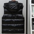 thumbnail image 2 of Men's Shiny Padded Vest Removable Hooded Outdoor Sleeveless Jacket, 2 of 4