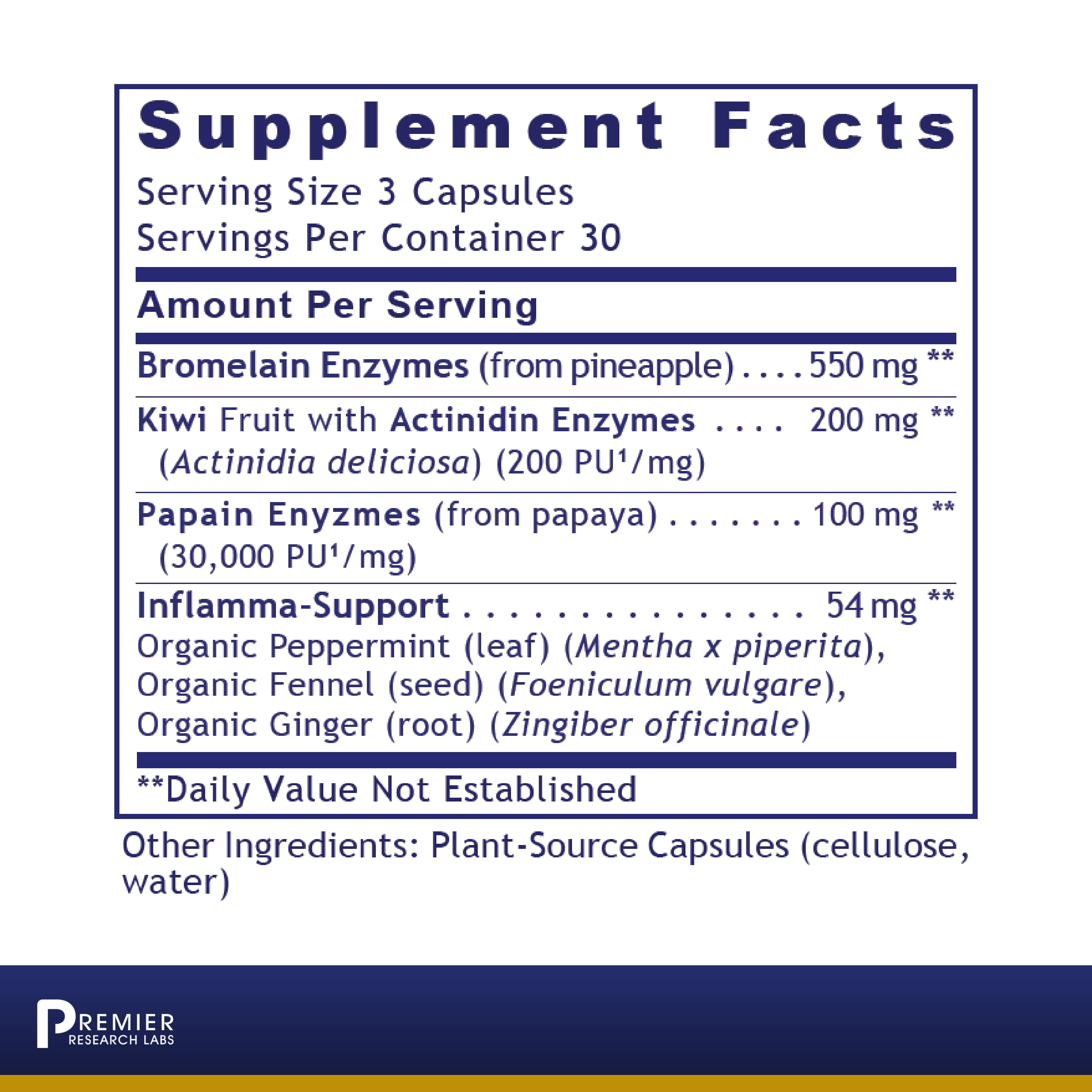 Premier Research Labs Inflammacidin - Supports GI & Digestive Health* - Enzymes for Digestion - Vegan & Organic Ingredients - 90 Plant-Source Capsules