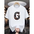thumbnail image 2 of T-Shirt Décontracté à Col Rond pour Hommes avec Imprimé Lettre "G", Légèrement Extensible, Coupe Régulière, Manches Courtes d'Été, à la Mode et Polyvalent pour la Fête des Pères, Fête des Mères, Nouvel An, Festival de Printemps, Saint-Valentin, 2 of 7