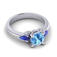 thumbnail image 3 of 2.50 Carat Round Cut Blue Topaz & Blue Sapphire Gemstone Elegant Wedding Ring for Ladies Solid 14K White Gold Size 4.5 by Diamond-Capitals, 3 of 8