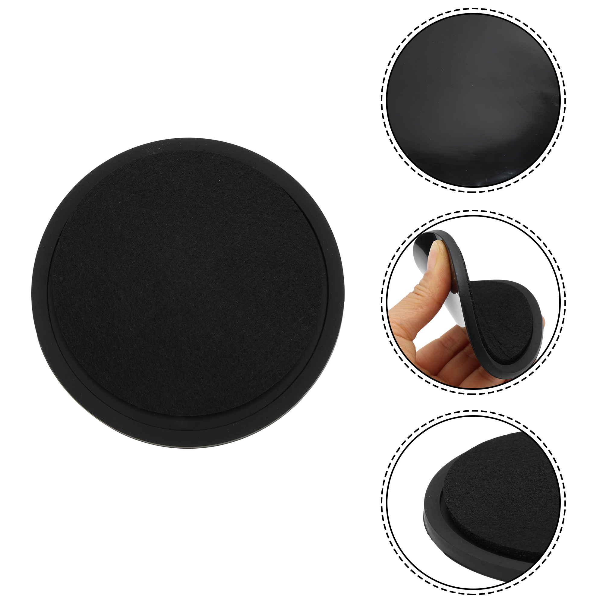 Unique Bargains Water Absorbing Drink Coaster Set Black