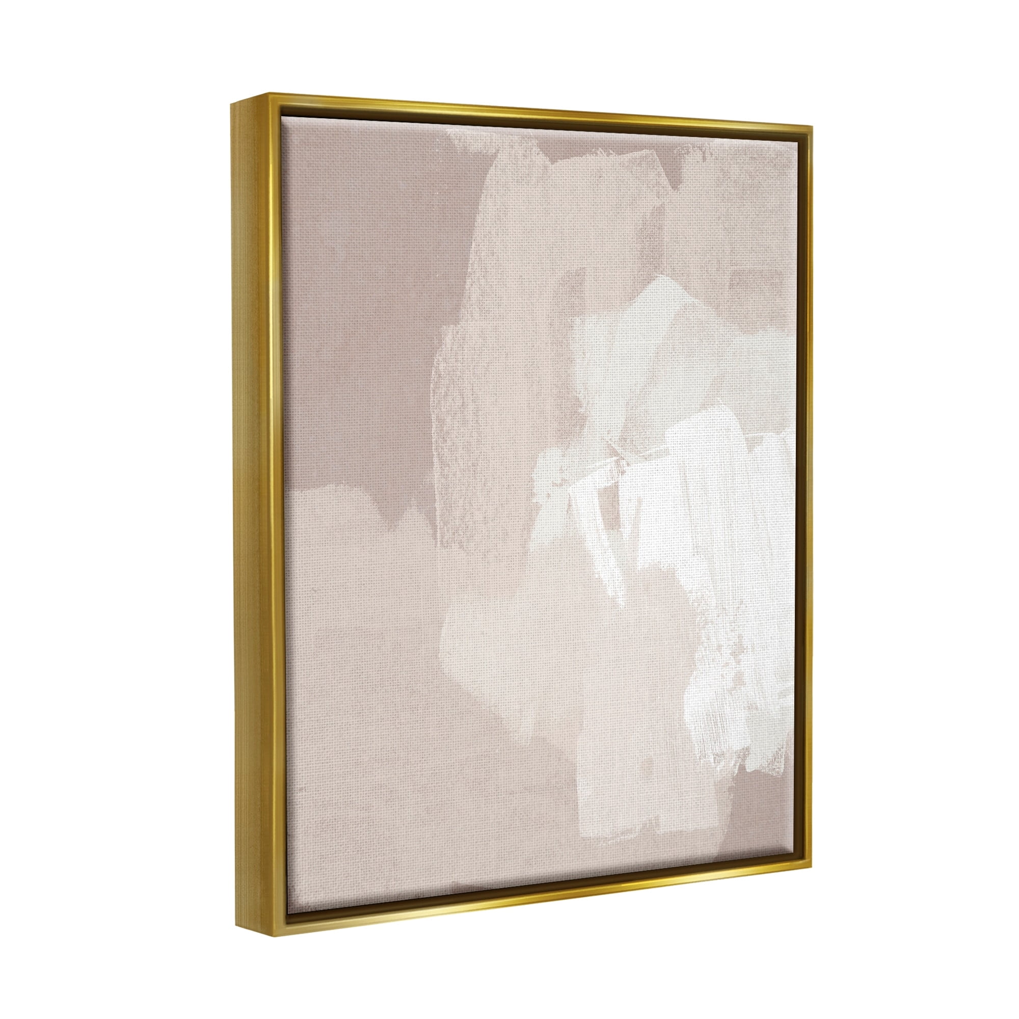 Stupell Industries Abstract Neutral Tones Beige Boho Brush Strokes Painting Metallic Gold Floating Framed Canvas Print Wall Art, Design by June Erica Vess