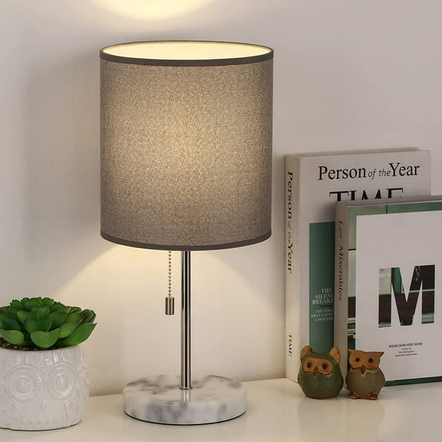 Modern Bedside Table Lamp Nightstand Desk Lamp Marble Base Pull Chain Bedroom