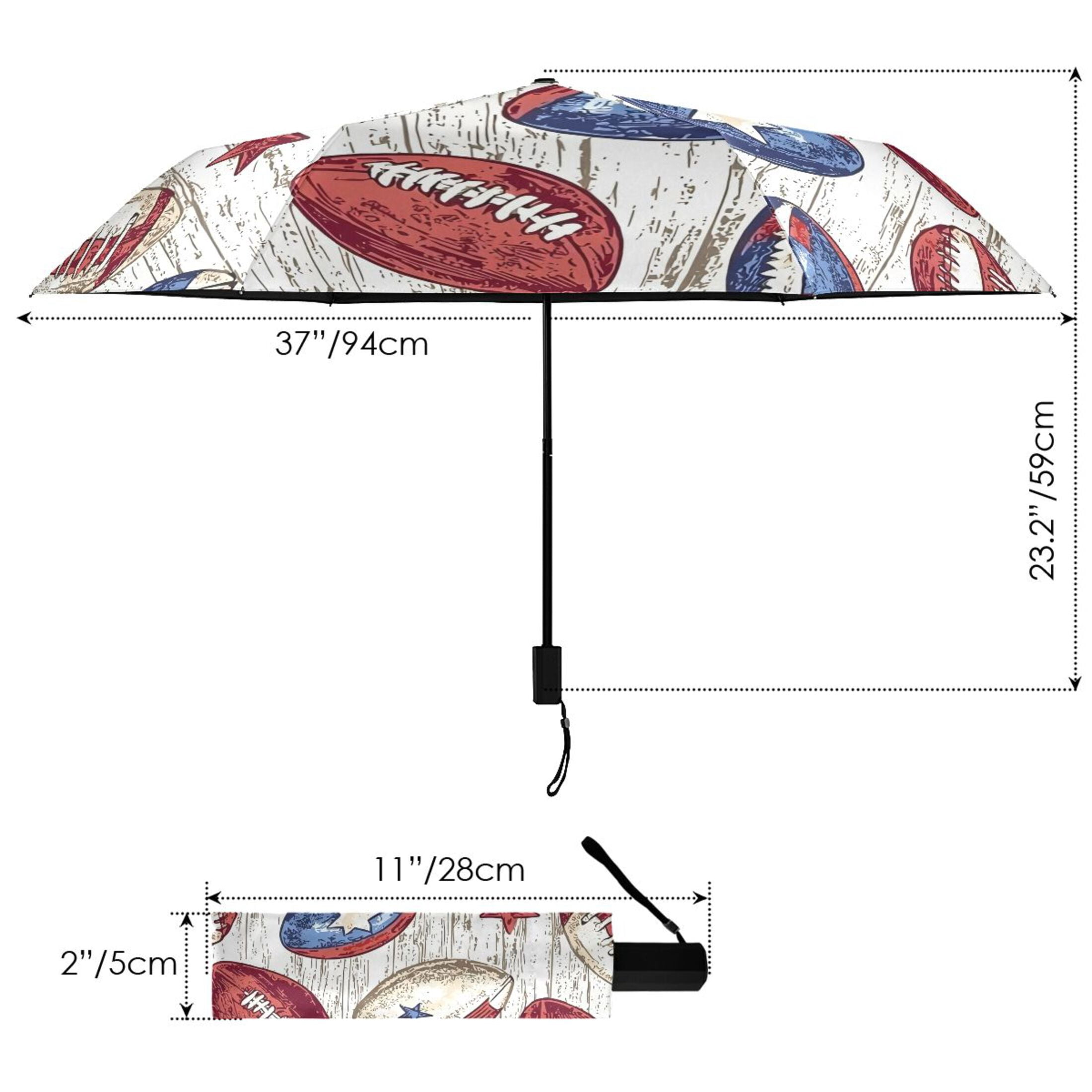 ALAZA American Rugby Football UPF 50+ Compact Folding Umbrella for Rain Travel Umbrella Packable
