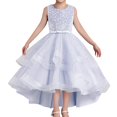 thumbnail image 2 of Likimi Girls Summer Dresses Sequin Round Neck Sleeveless Girl Dress Dresses Sizes 4-5 Years White, 2 of 5
