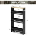 thumbnail image 4 of LOKO Slim Storage Cart, 4-Tier Rolling Cart with Handle & Wooden Top for Kitchen Bathroom Laundry Living Room Narrow Small Spaces, 5 Inches Width (Black & Natural), 4 of 16