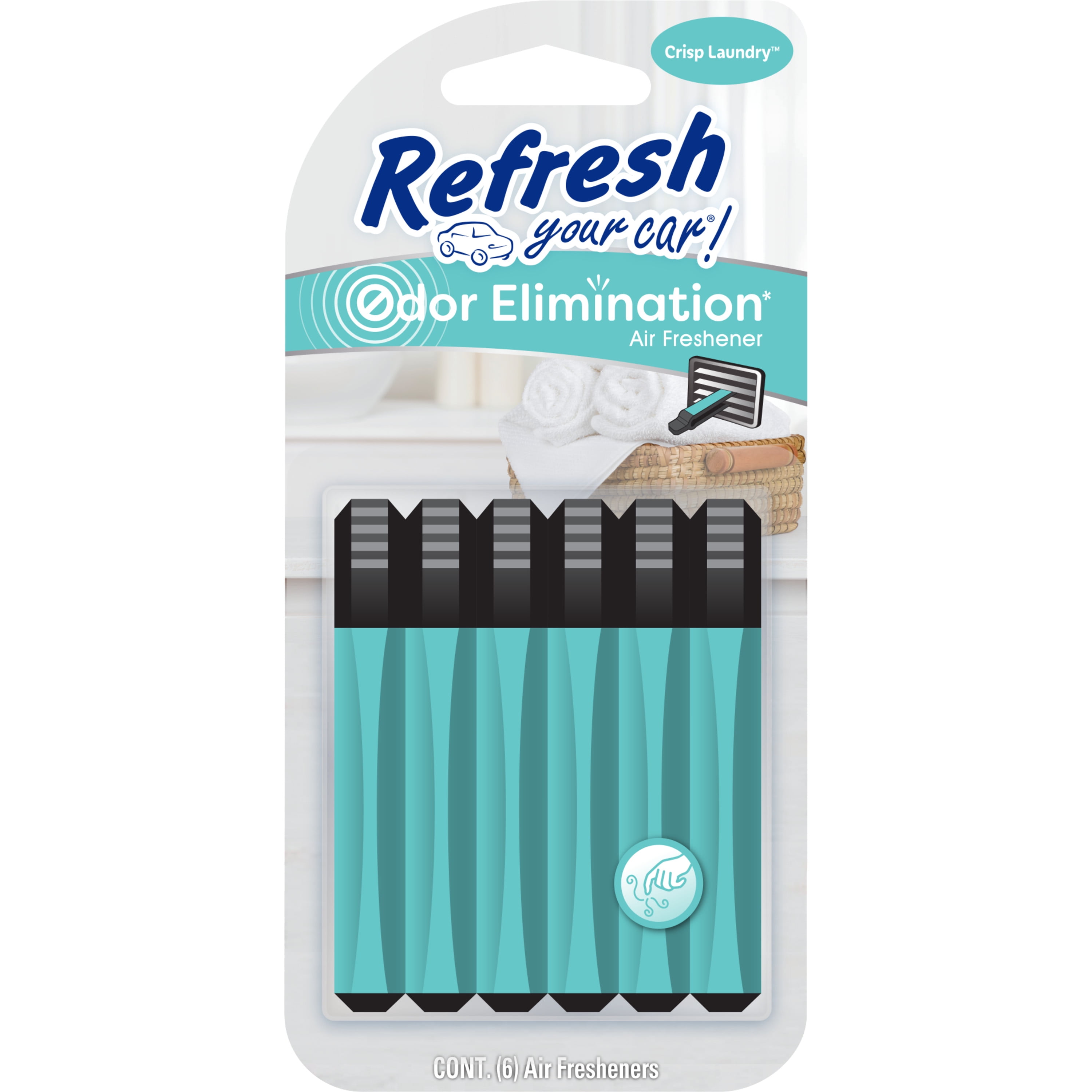 Refresh Your Car! Vent Stick Air Freshener (Crisp Laundry Scent, 6 Pack)