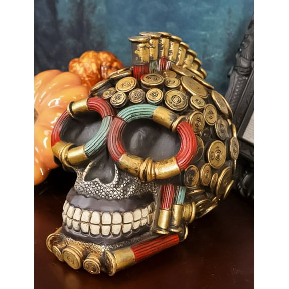 12-Gauge Shotgun Bullet Shell Casings Marauder War Dog Mohawk Skull Figurine