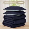 thumbnail image 3 of Lux Decor All-Season Comforter Sets Queen 3 PC, Reversible Bedding Set with Diamond Quilted Design Comforter and 2 Pillow Shams, Lightweight & Cozy Set de Cama Navy/Aqua Blue, 3 of 9