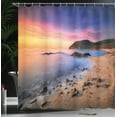 thumbnail image 4 of Ambesonne Holiday Shower Curtain, Beach Pebbles Sunrise, 69"Wx70"L, Multicolor, 4 of 5