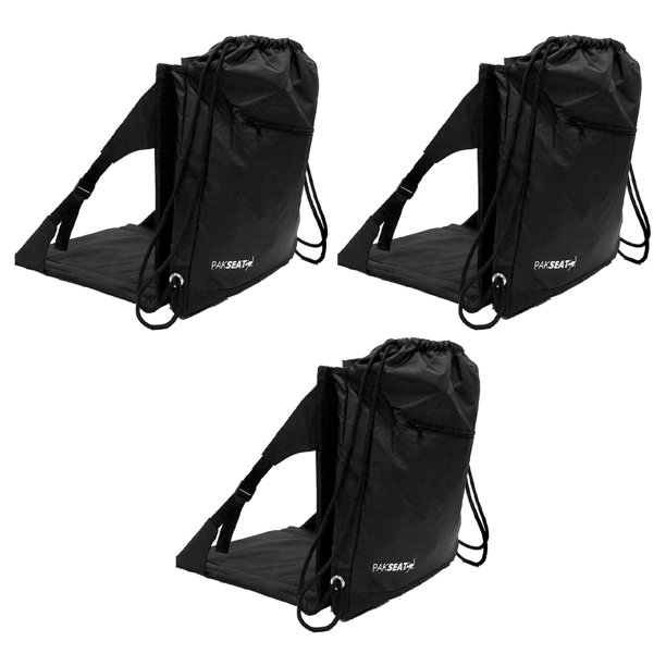 Ostrich PakSeat Padded Folding Stadium Seat Backpack String Bag, Black