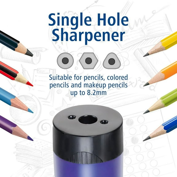 Pencil Sharpener with Screw Lid and Tub - No Spill Compact Design for Standard and Colored Pencils