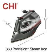 CHI 360 Precision Steam Iron for Clothes with Titanium-Infused Ceramic Soleplate & Retractable Cord, Black