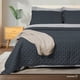thumbnail image 4 of Dreamlab Edredón Individual Ligero y Juego de Sábanas con Fundas de Almohada Decorativas (5 pzas). Set de Colcha Ligera y Sábanas para Cualquier Temporada. Hipoalergénico. Trébol, Grafito / Gris Claro, 4 of 9