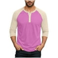 thumbnail image 2 of asjyhkr Plus Size Mens Shirts Half Button Crew Neck Long Sleeve Pullover Fashion Color Block Casual Workout Gym Running Tops,M-5XL, 2 of 7