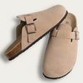 thumbnail image 3 of Sandalias KIDMI, zuecos de gamuza para mujer, piel, mules, color topo, talla 40, 3 of 7