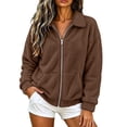 thumbnail image 2 of Enjoytime Fleece Jacket Women Collared Long Sleeve Zip Up Coat Fall Winter Warm Cozy Casual Plus Size Clothes with Pocket, 2 of 8