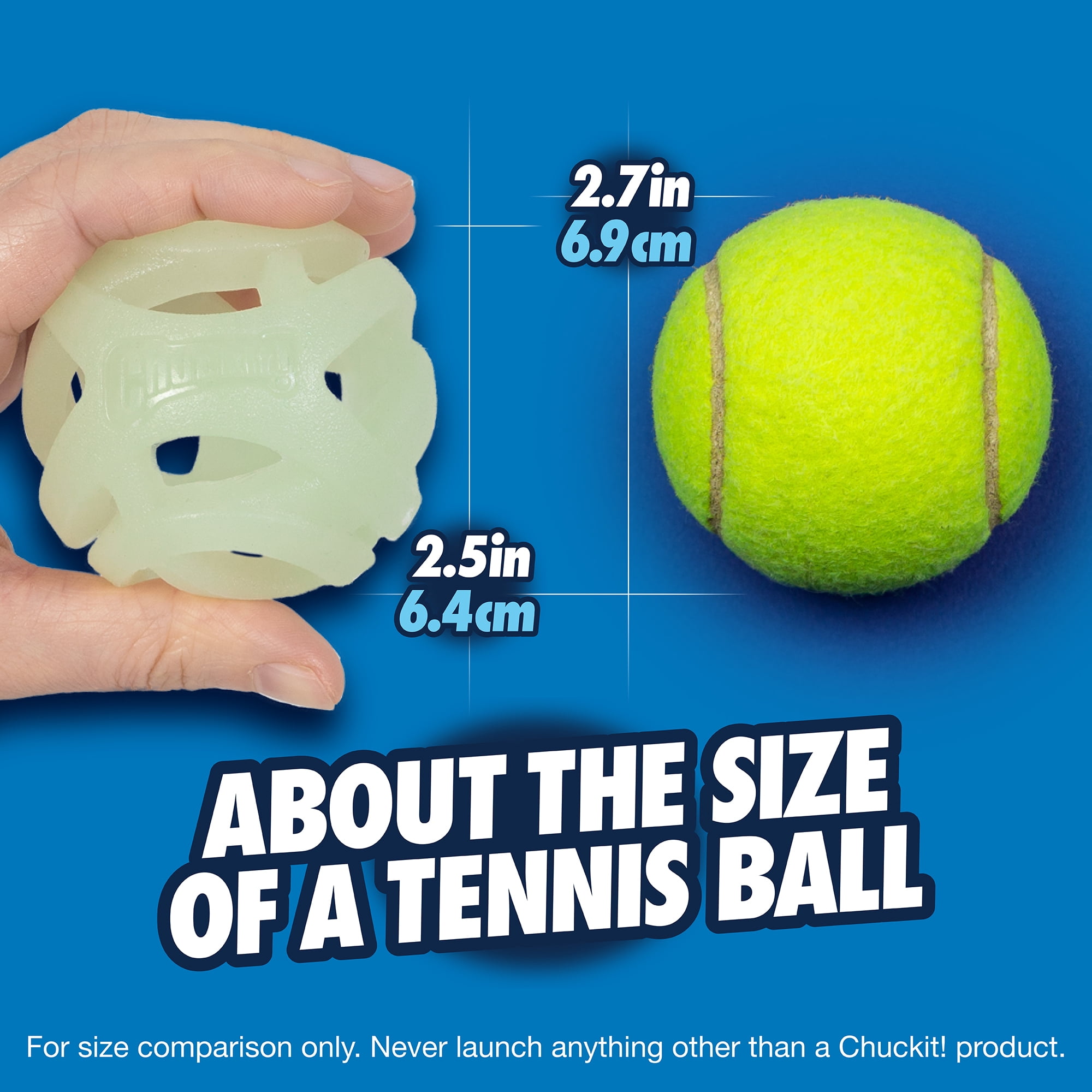 Chuckit! Air Glow Fetch Hard Breathe Easy Dog Ball Rubber Toy For Dogs, Medium 2.5", For Breeds 20 to 60 lb, Pack of 2, White Glow In The Dark