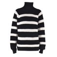 thumbnail image 3 of Vedolay Fall Sweater Womens Cropped Striped Sweaters Oversized Long Sleeve Crew Neck Crop Tops,Black S, 3 of 5