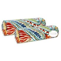 FBTS Prime 20x6 inch Round Red and Blue Paisley Indoor Outdoor Bolster Pillows with Inserts, 2 Per Pack